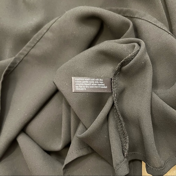 The Limited Black Blouse Womens Large Ruffle Bow Three Quarter Sleeve Scoop Neck - Picture 5 of 8